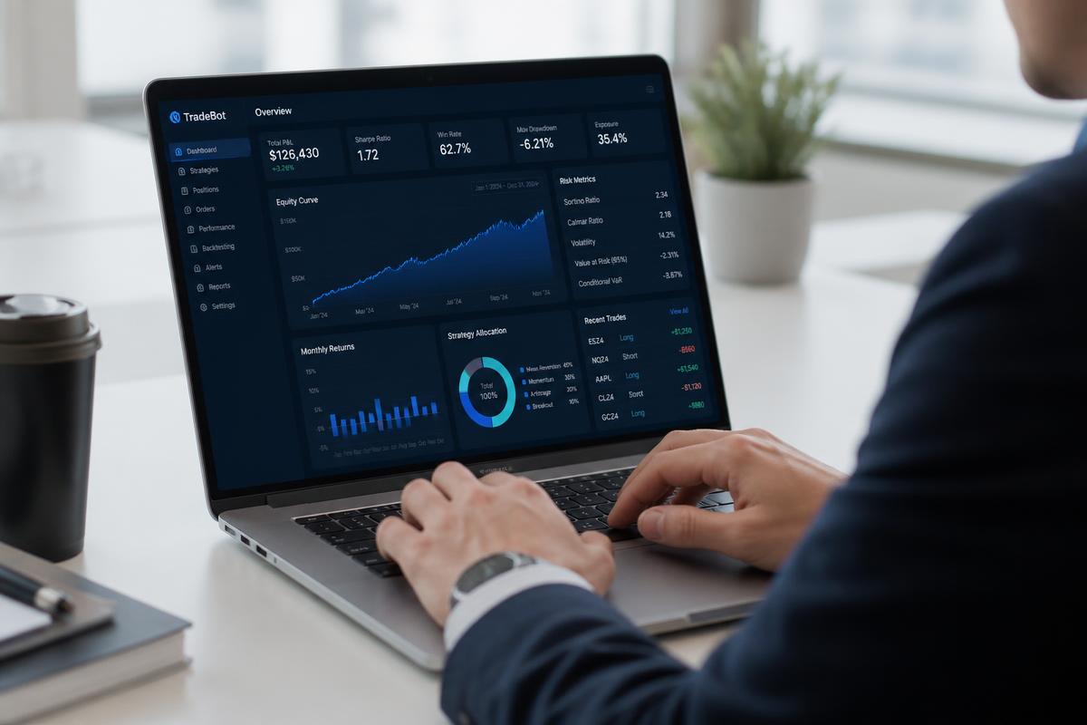 لوحة متابعة أداء ومخاطر بوت تداول آلي